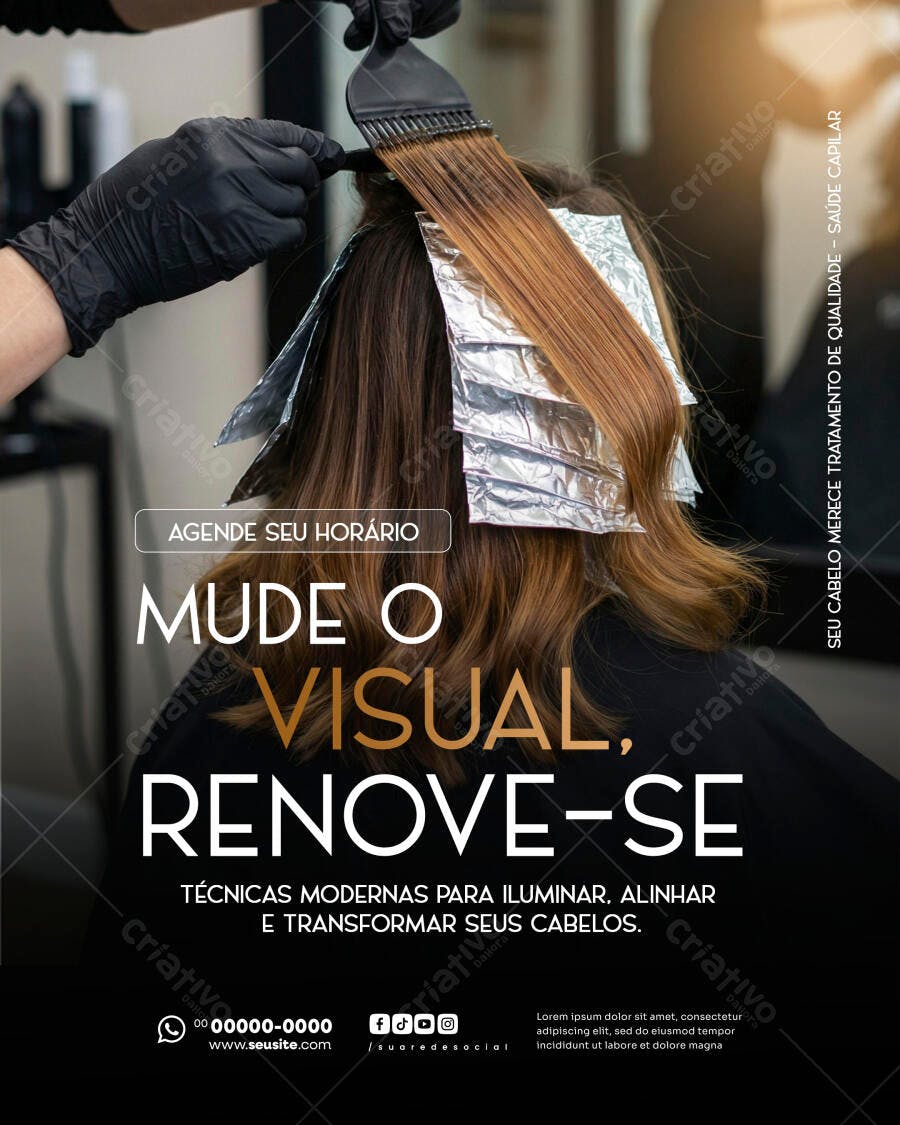 Post Instagram Salão de Beleza Cabelo PSD Editável
