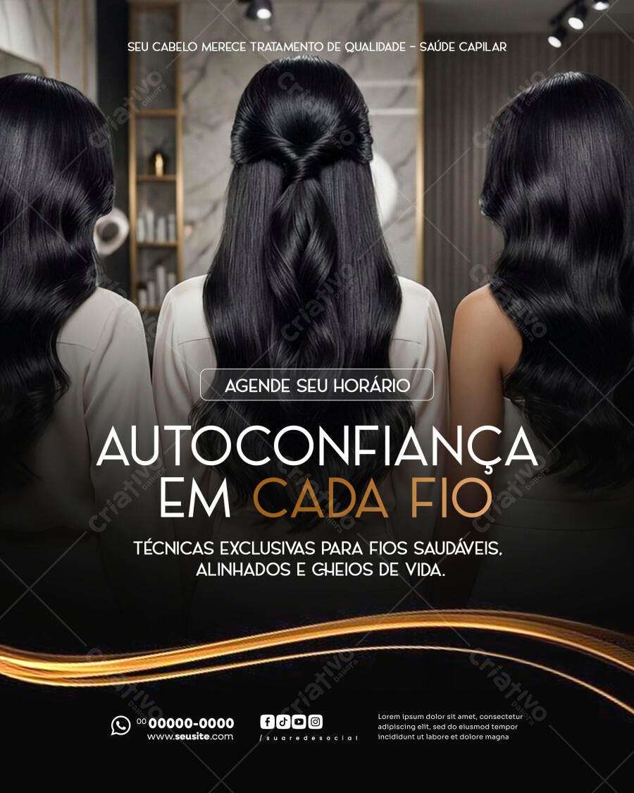 Flyer Salão de Beleza Cabelo Saudável PSD Editável