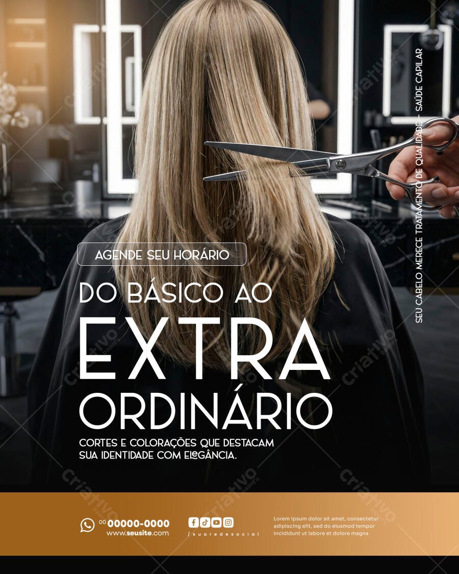 Flyer Salão de Beleza Cortes e Colorações PSD Editável