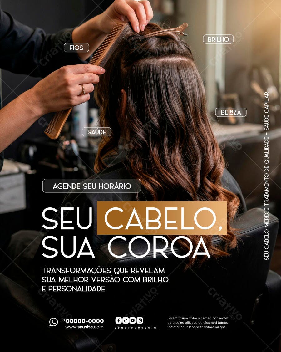 Post Instagram Salão de Beleza Tratamento Capilar PSD Editável