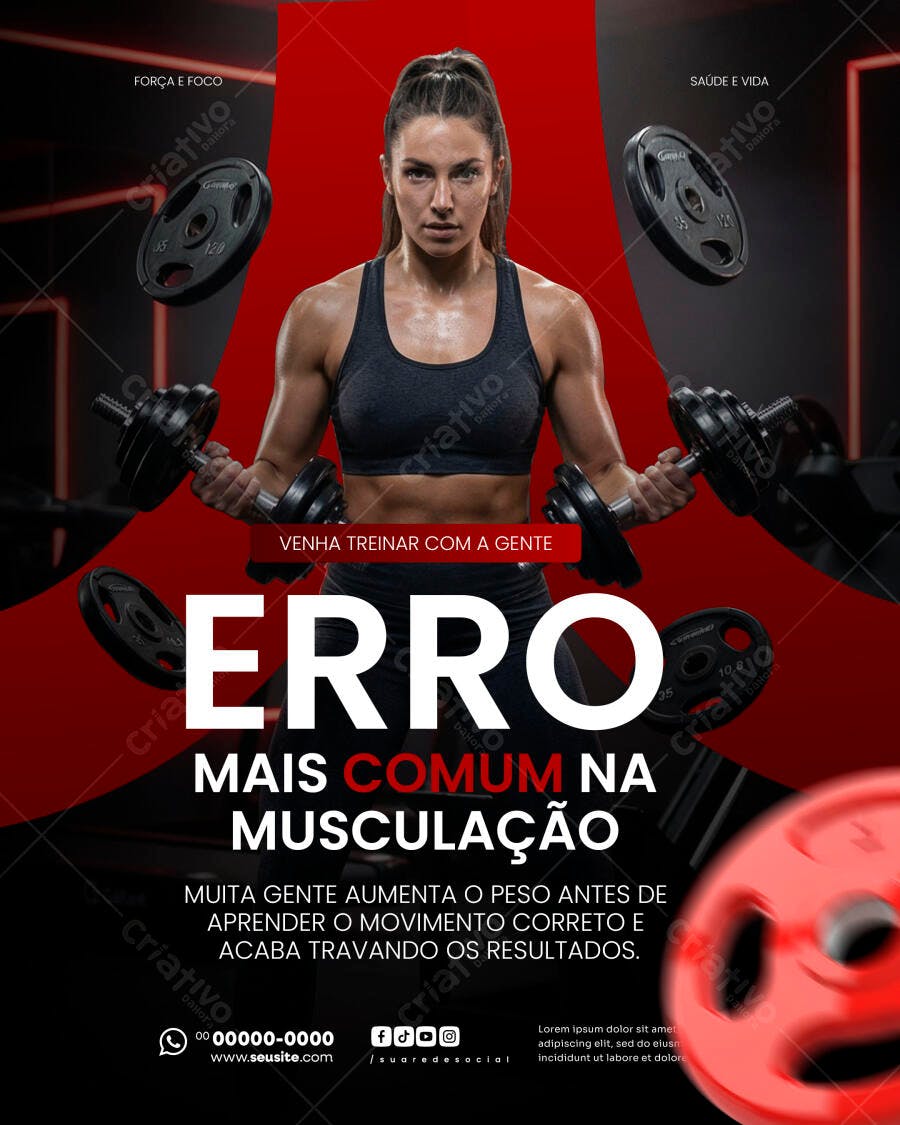 Post Instagram Academia Musculação PSD Editável