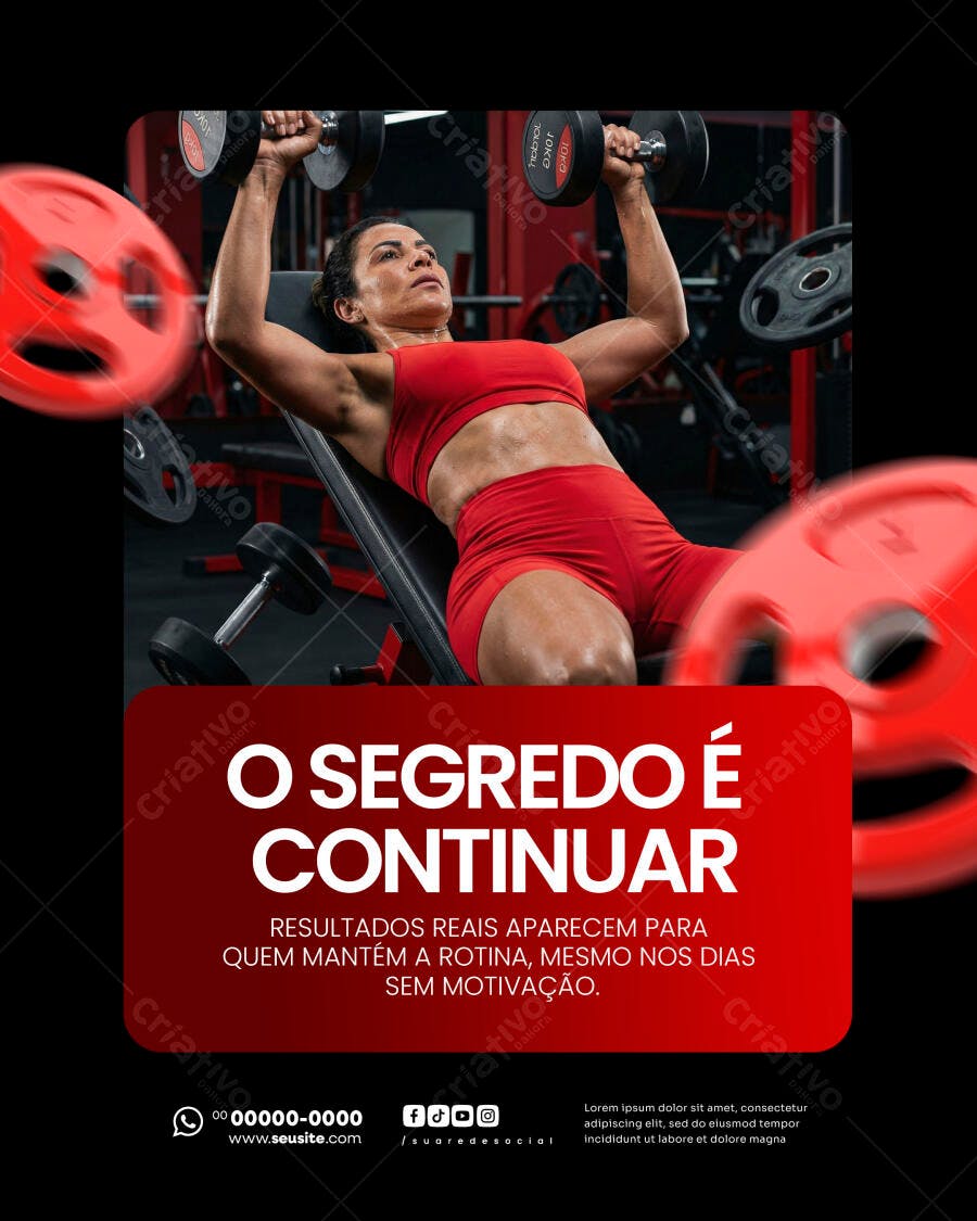 Post Instagram Academia Fitness Motivação PSD Editável