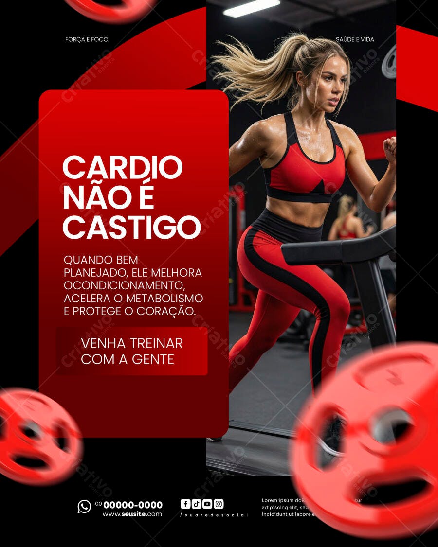 Post Instagram Cardio Academia Fitness PSD Editável