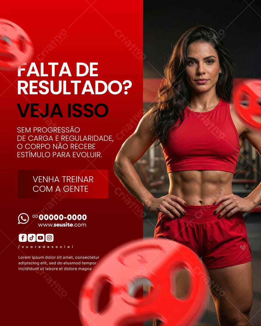 Post Instagram Academia Fitness Treino PSD Editável