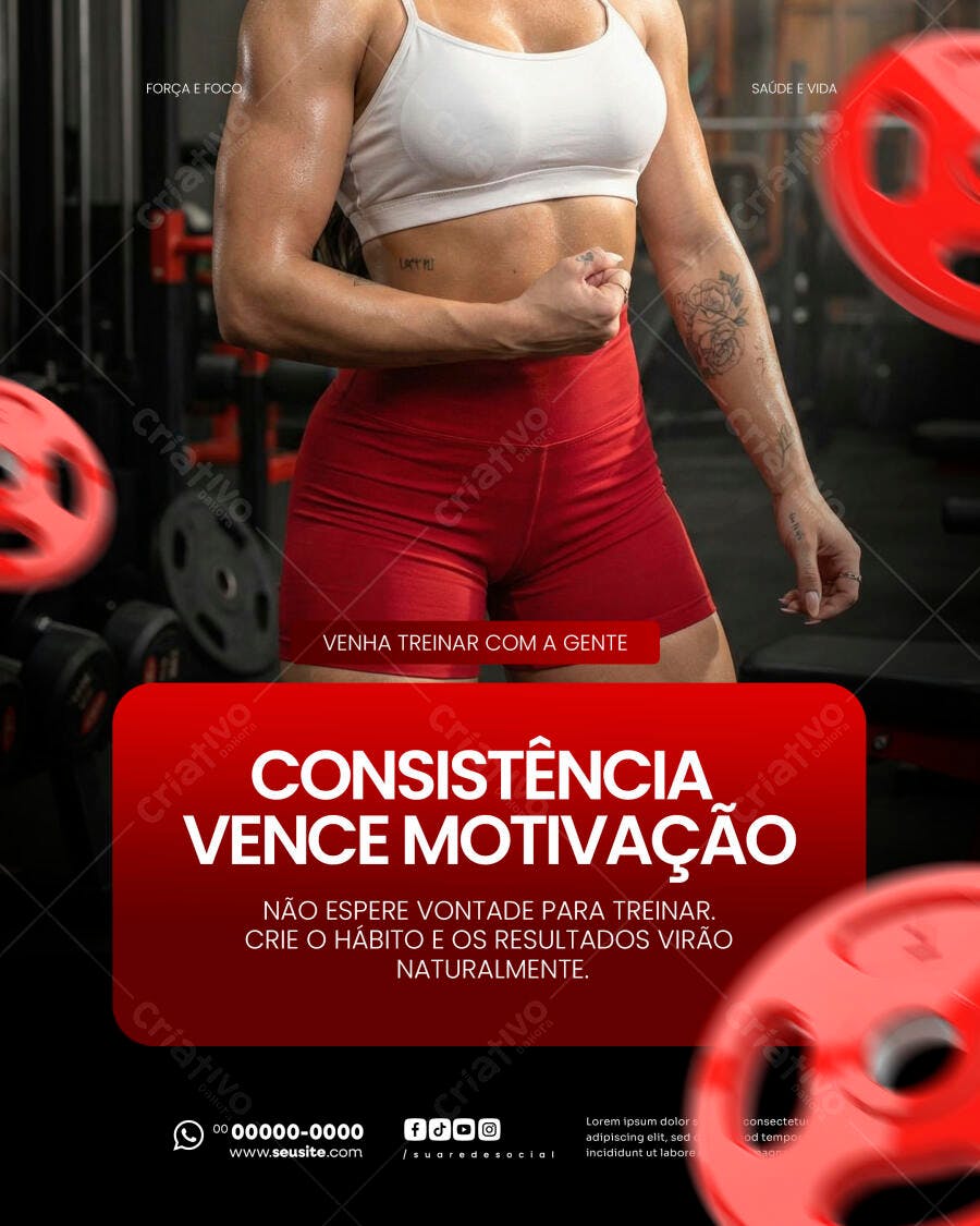Post Instagram Academia Fitness Promoção PSD Editável