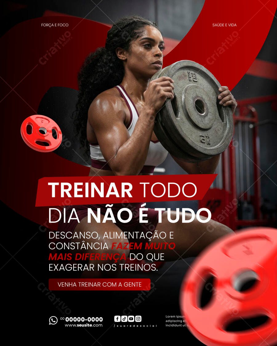 Post Instagram Academia Fitness Vermelho PSD Editável