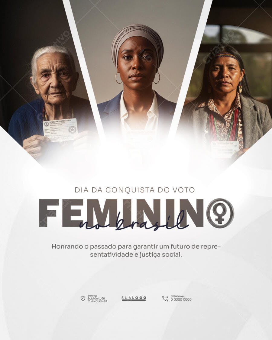 Post Dia da Conquista do Voto Feminino no Brasil PSD Editável