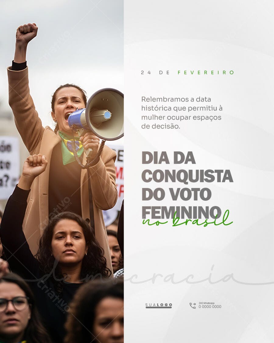 Post Instagram Dia da Conquista do Voto Feminino PSD Editável