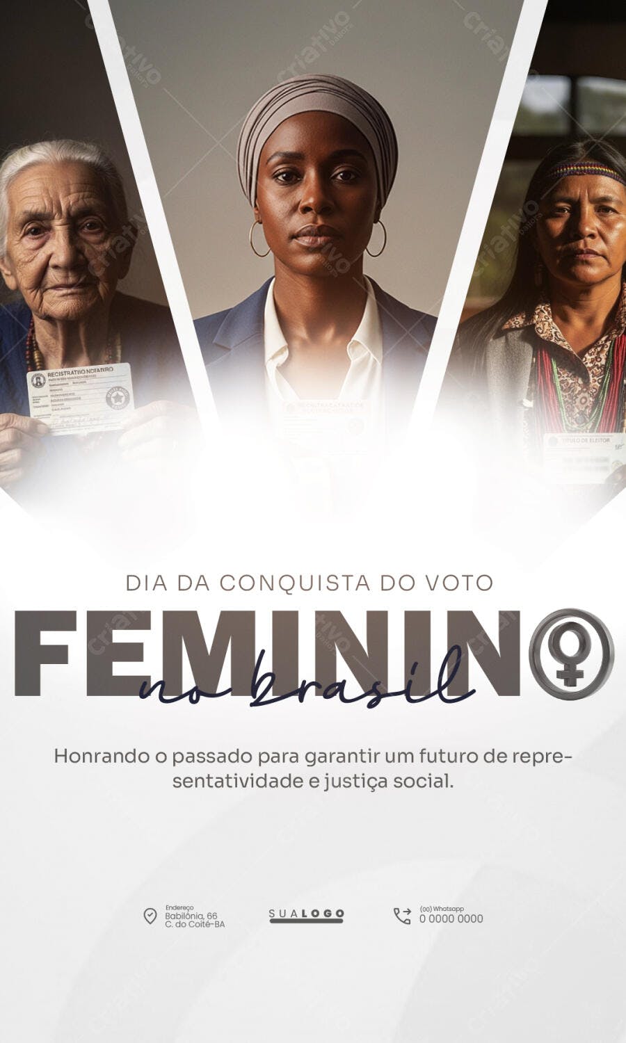 Story Dia da Conquista do Voto Feminino no Brasil PSD Editável