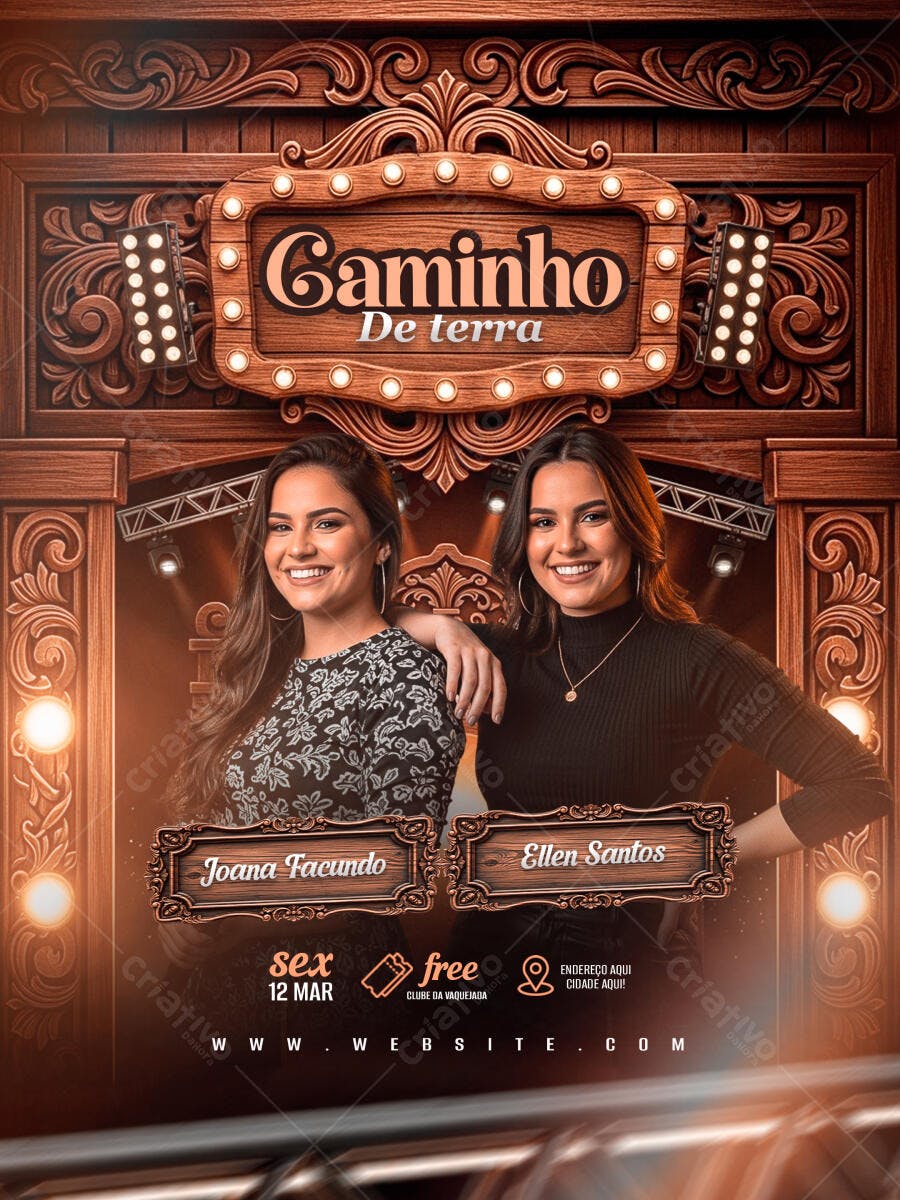 Flyer Festa Sertaneja Caminho de Terra PSD Editável