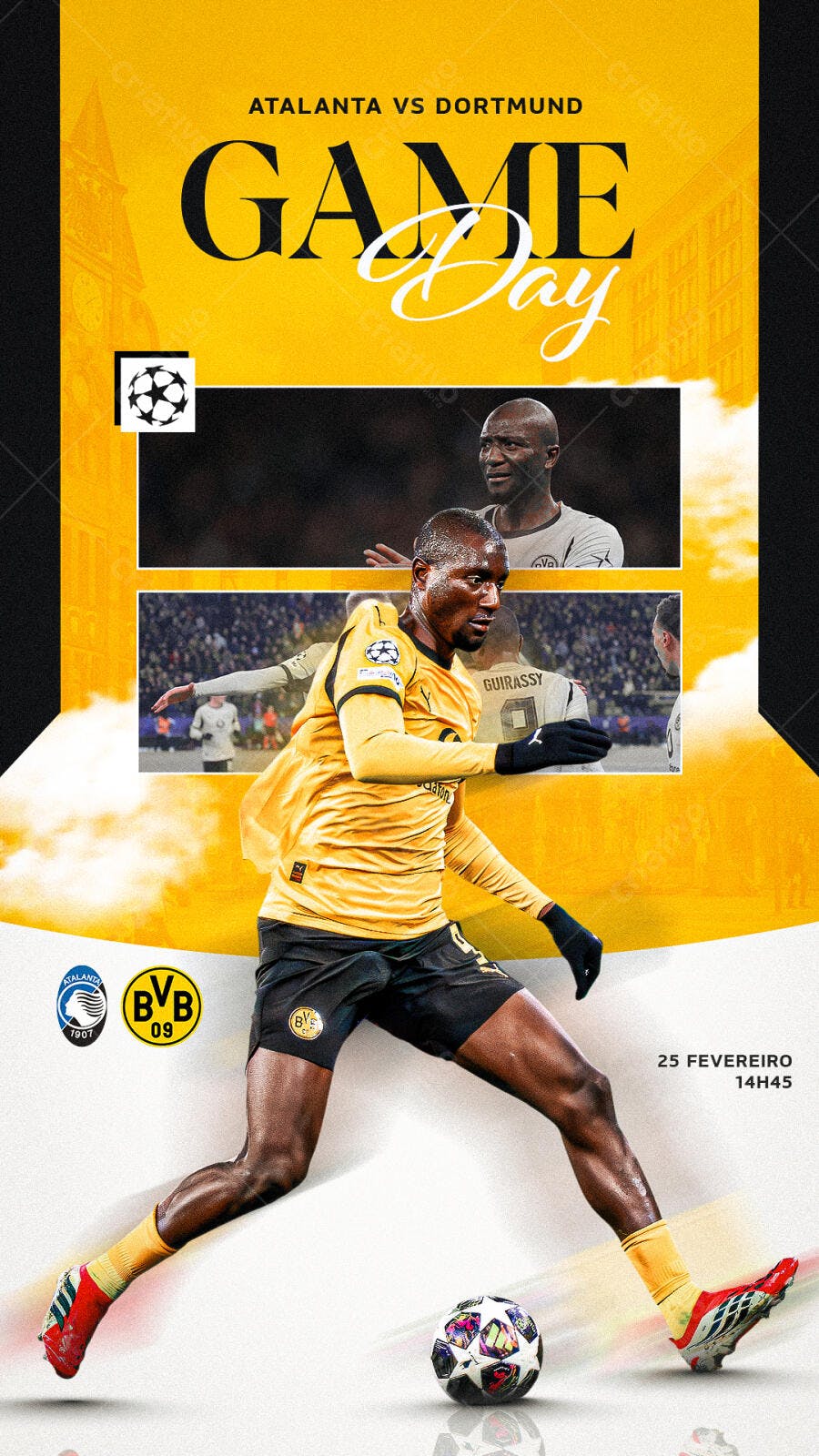 Post Instagram Game Day Futebol Campeonato PSD Editável