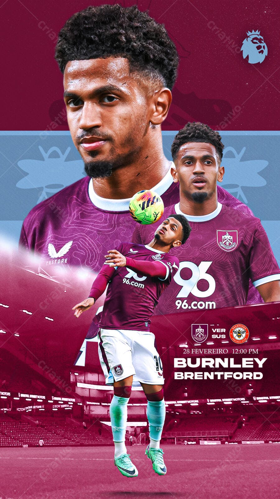 Post Instagram Jogo Futebol Burnley Brentford PSD Editável