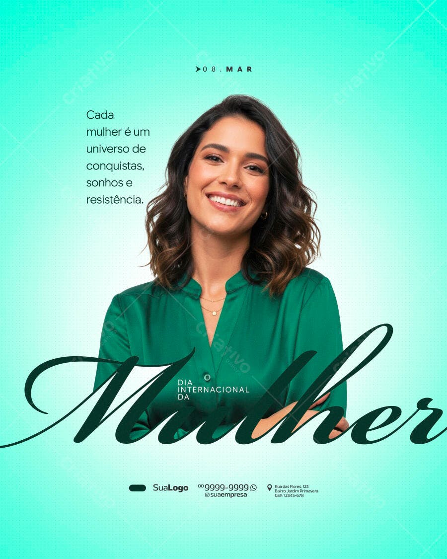 Post Dia Internacional da Mulher 8 de Março PSD Editável