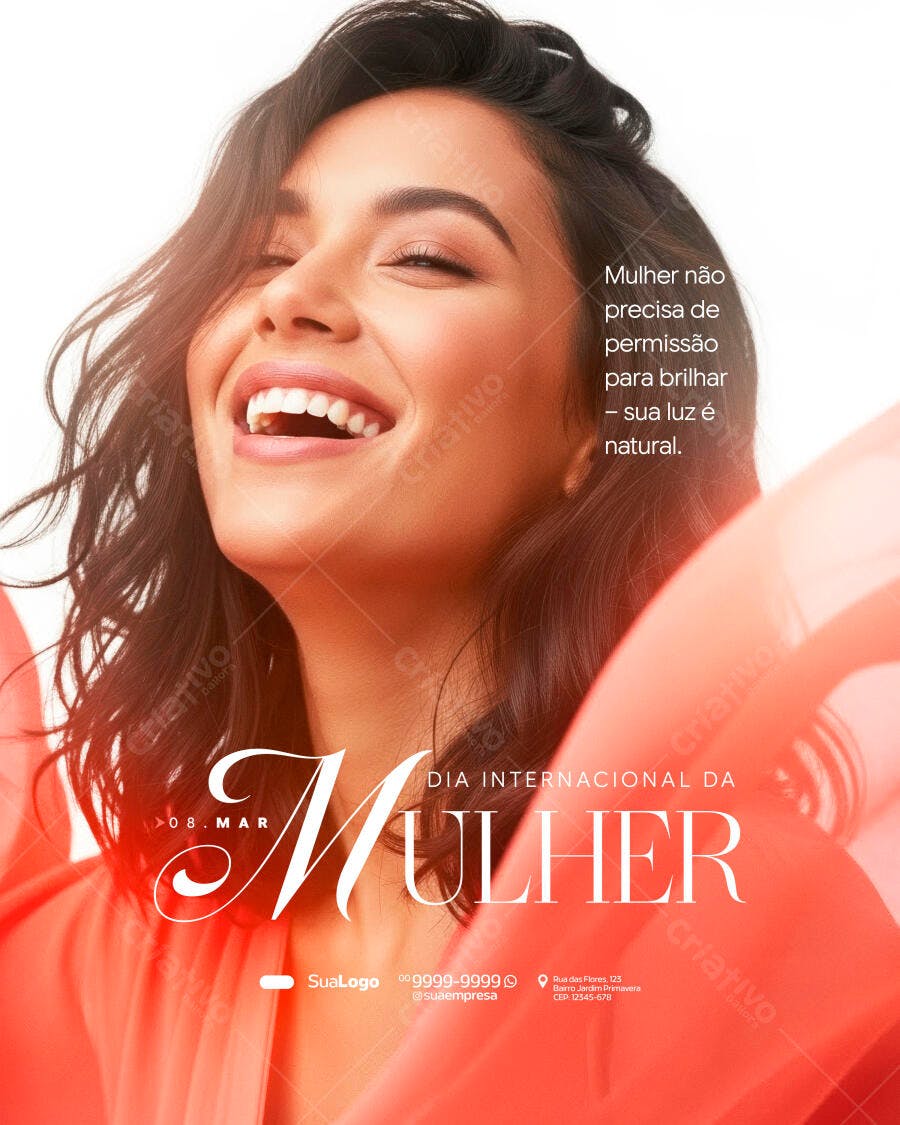 Post Instagram Dia Internacional da Mulher 8 de Março PSD Editável