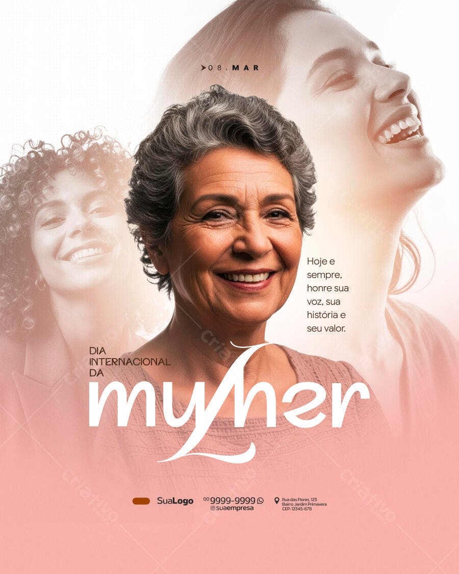 Post Dia Internacional da Mulher 8 de Março PSD Editável