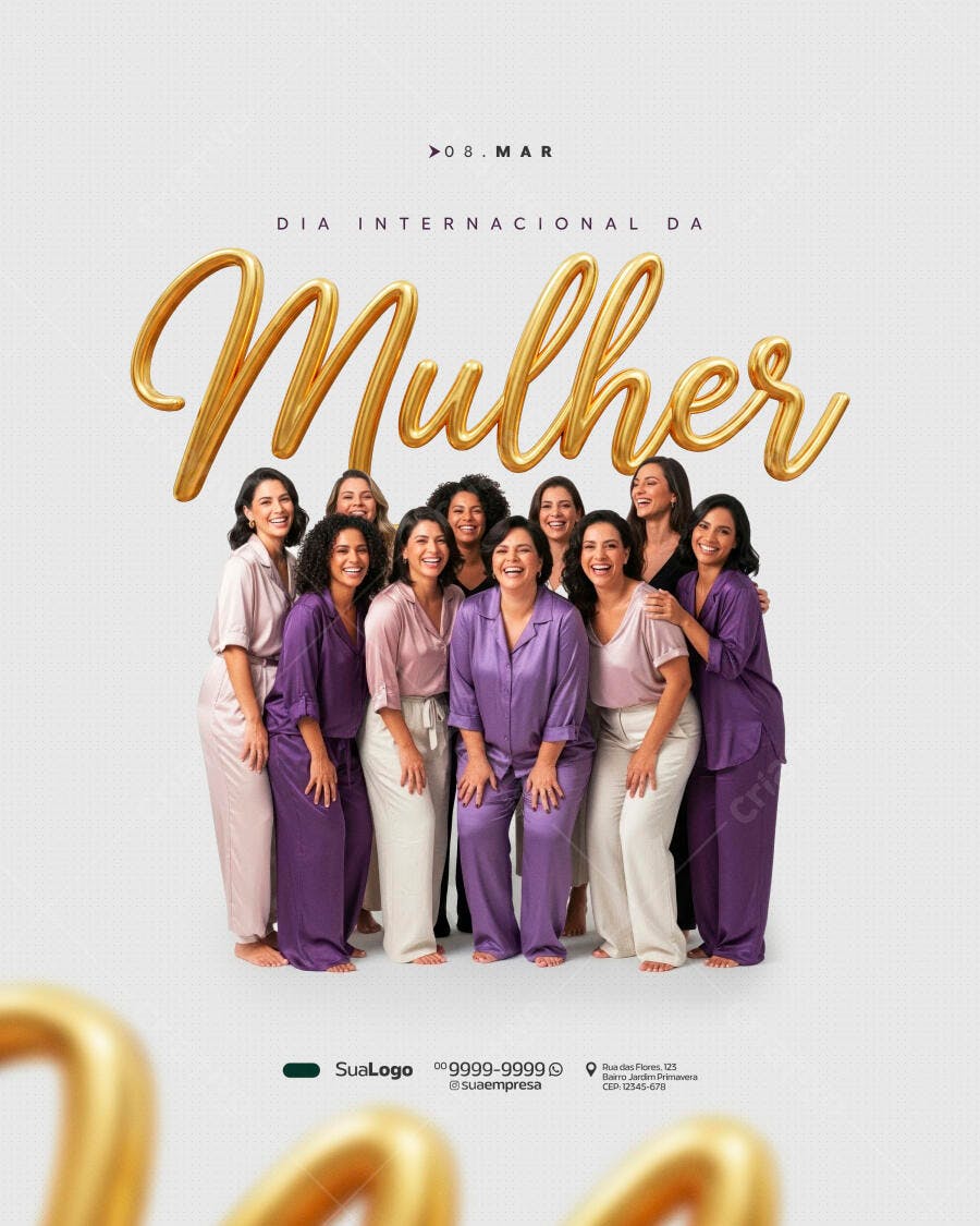 Post Instagram Dia Internacional da Mulher 8 de Março PSD Editável