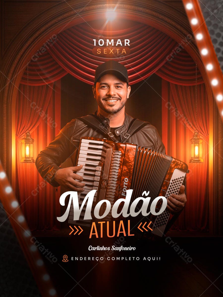 Flyer Modão Atual Show Musical PSD Editável