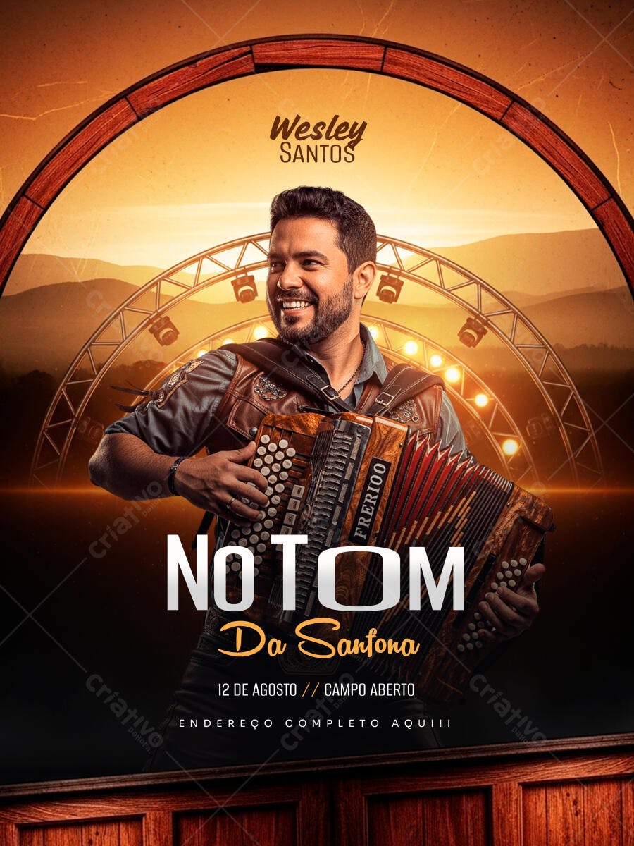 Flyer Show Forró Sertanejo Sanfona PSD Editável