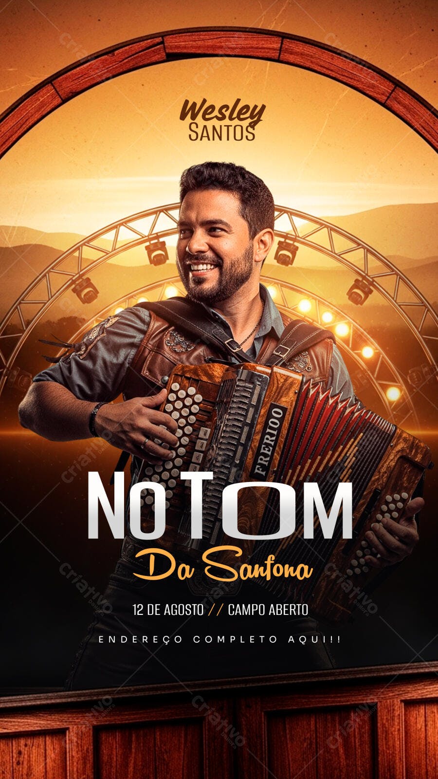 Flyer Show Sertanejo Sanfona Agosto PSD Editável