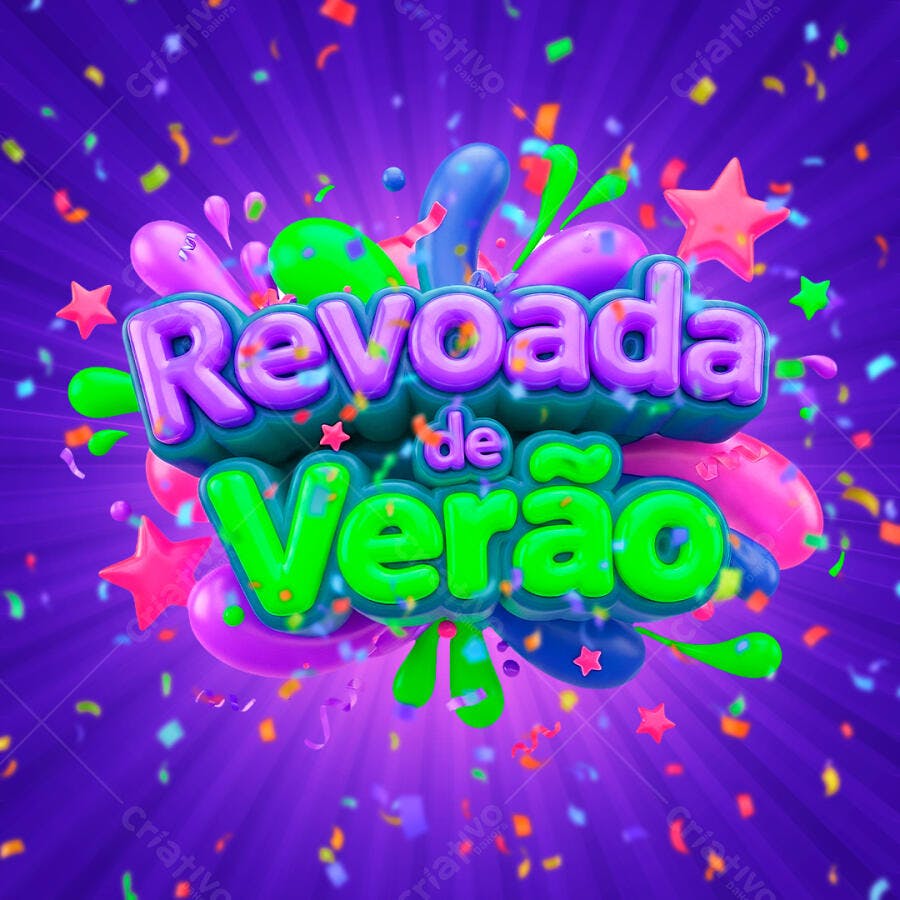 Selo 3D Revoada de Verão Colorido PNG Fundo Transparente