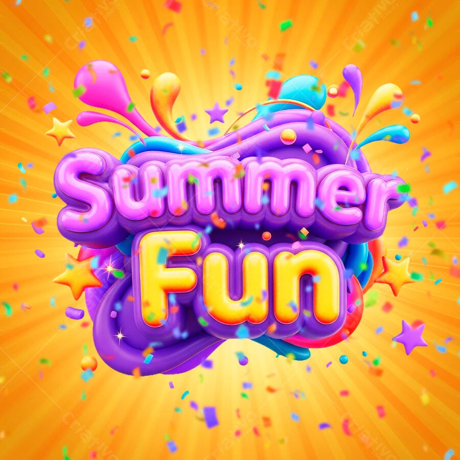 Selo 3D Summer Fun Verão Colorido PNG Transparente