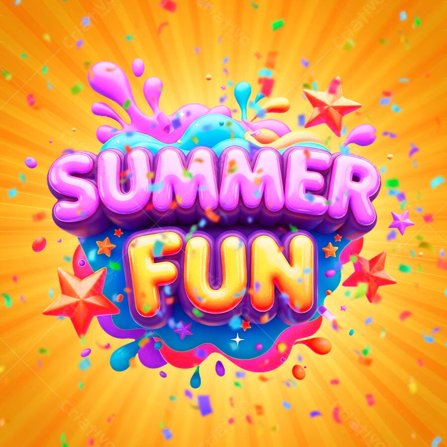 Selo 3D Summer Fun Verão Colorido PNG Transparente