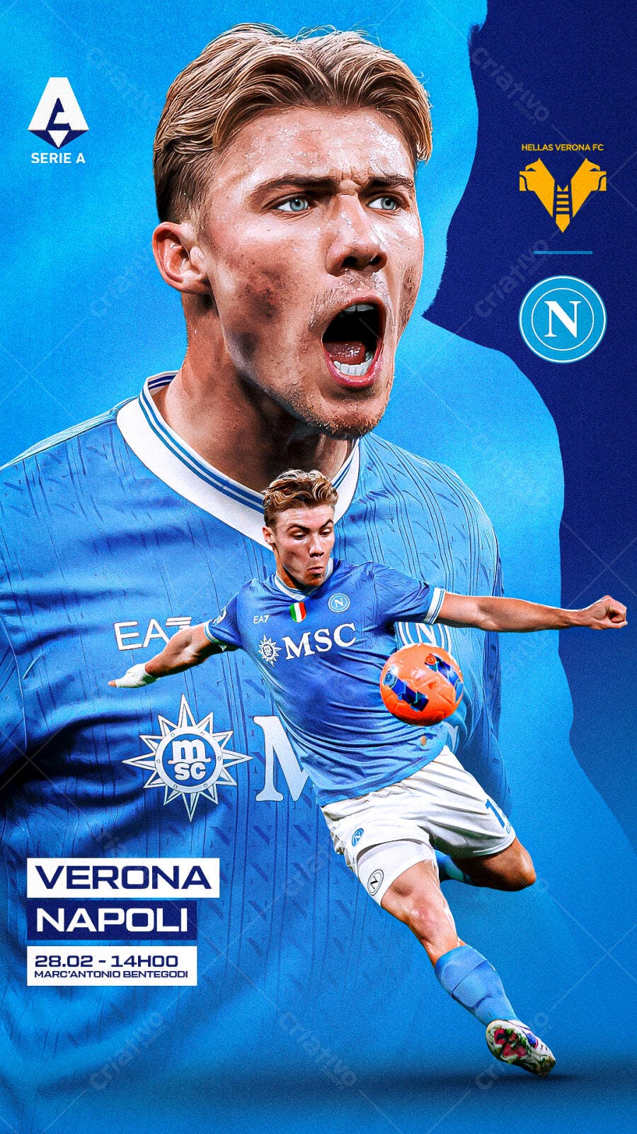 Post Instagram Futebol Verona Napoli PSD Editável