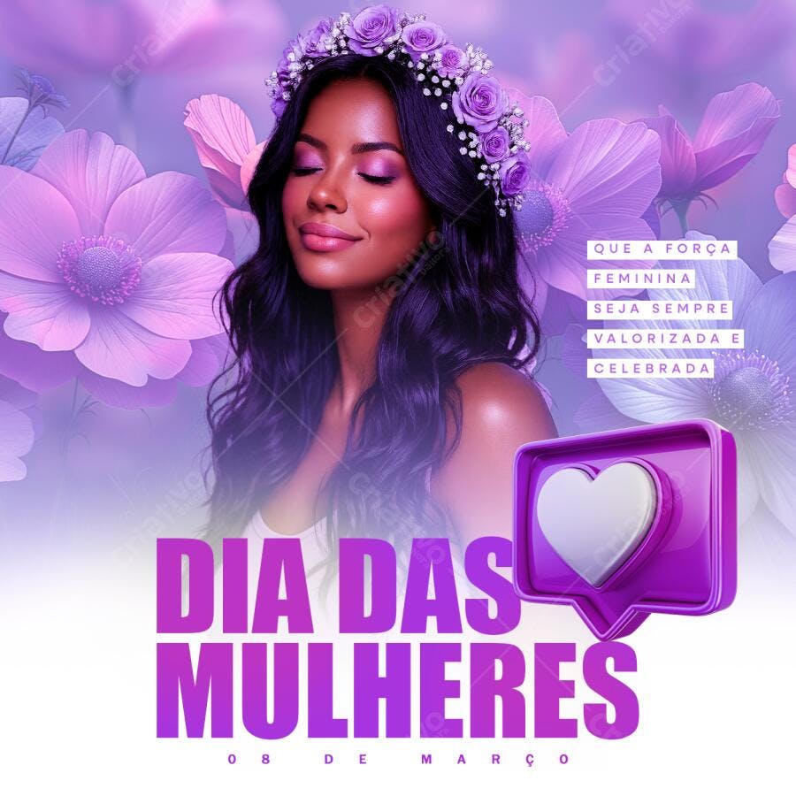 Post Dia Internacional da Mulher 8 de Março PSD Editável