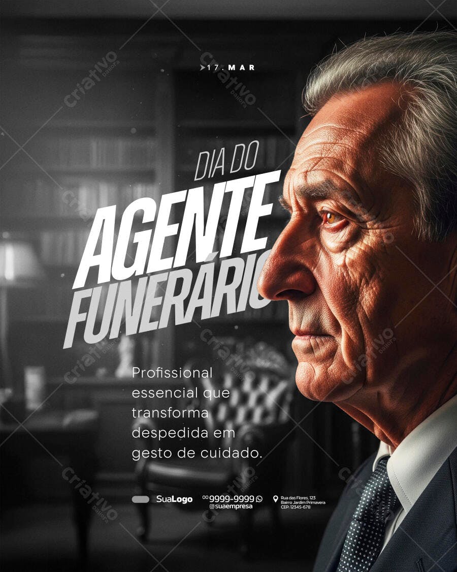 Post Instagram Dia do Agente Funerário PSD Editável