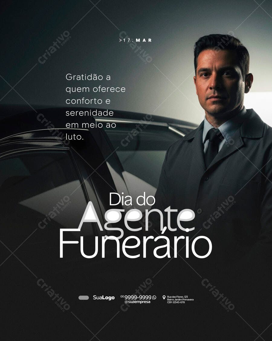 Post Dia do Agente Funerário Março PSD Editável