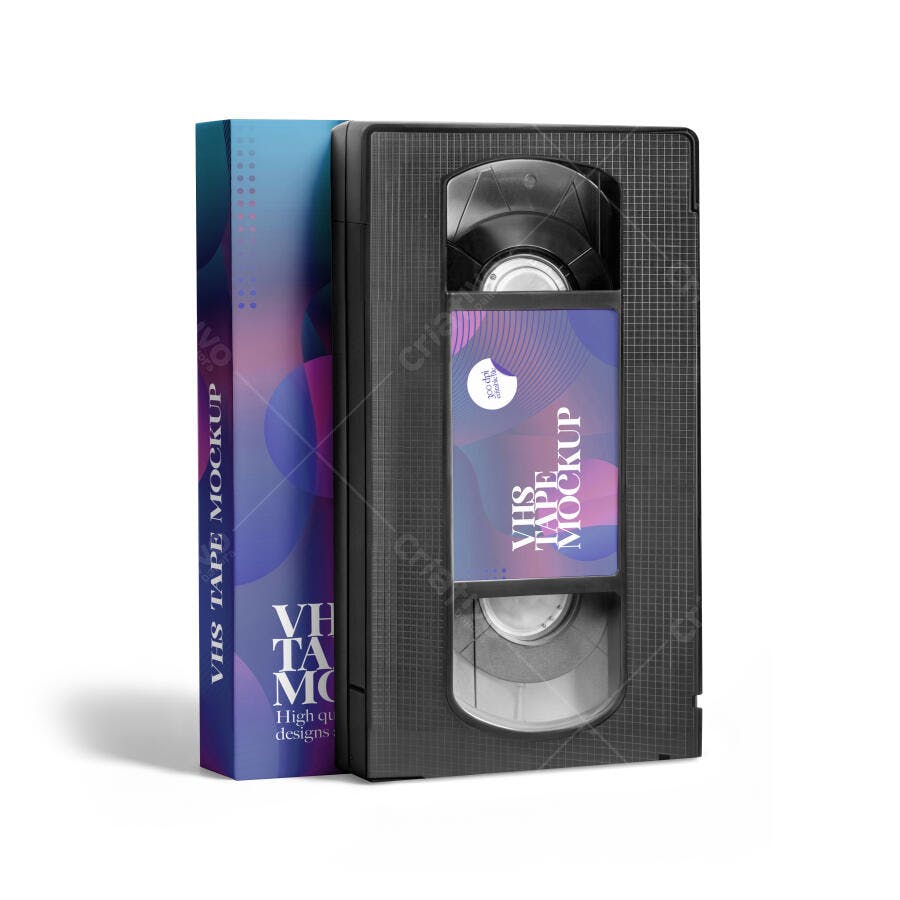 Mockup Fita VHS Antiga Caixa Retrô Editável