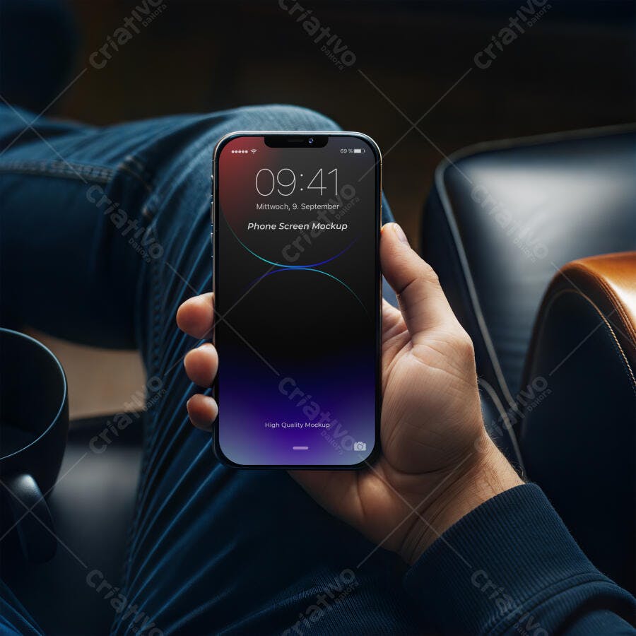 Mockup Celular Mãos Segurando Lifestyle Editável