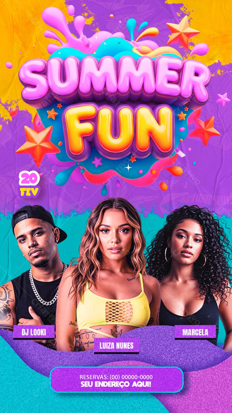 Flyer Summer Fun Festa Verão Balada PSD Editável