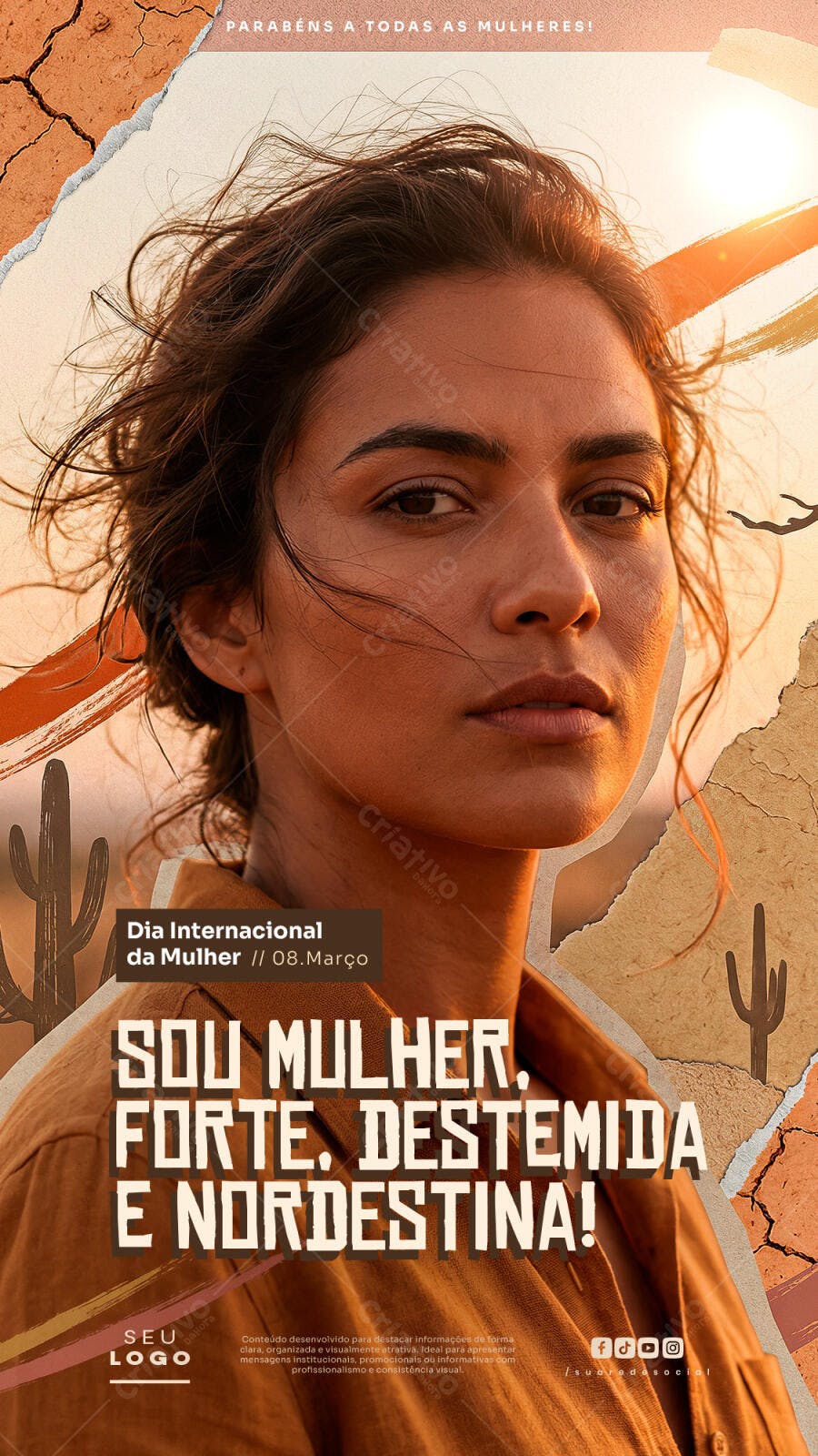 Story Dia Internacional da Mulher 8 de Março Nordestina PSD Editável