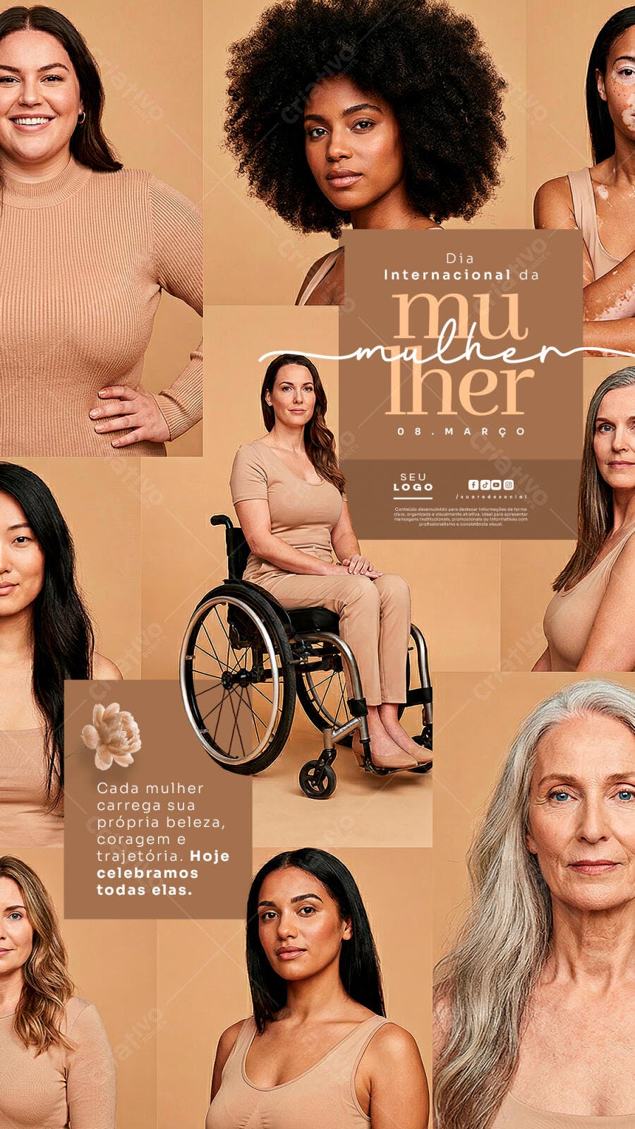 Post Instagram Dia da Mulher 8 de Março PSD Editável