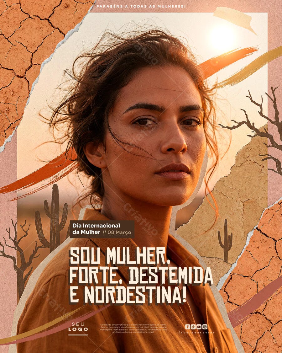 Post Instagram Dia Internacional da Mulher 8 de Março PSD Editável