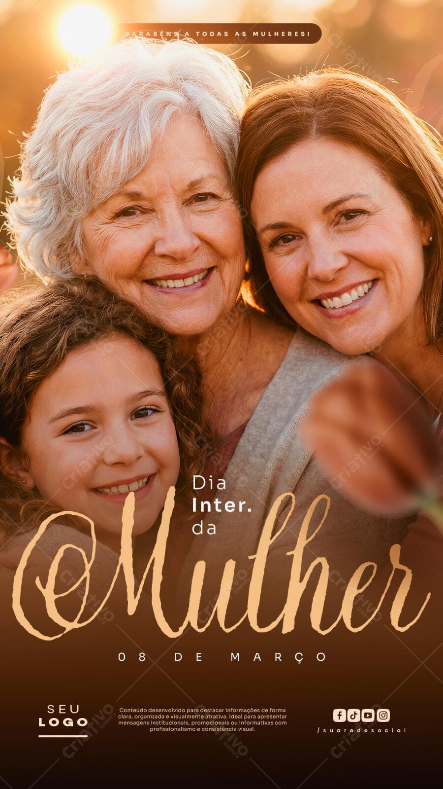 Post Instagram Dia Internacional da Mulher 8 de Março PSD Editável