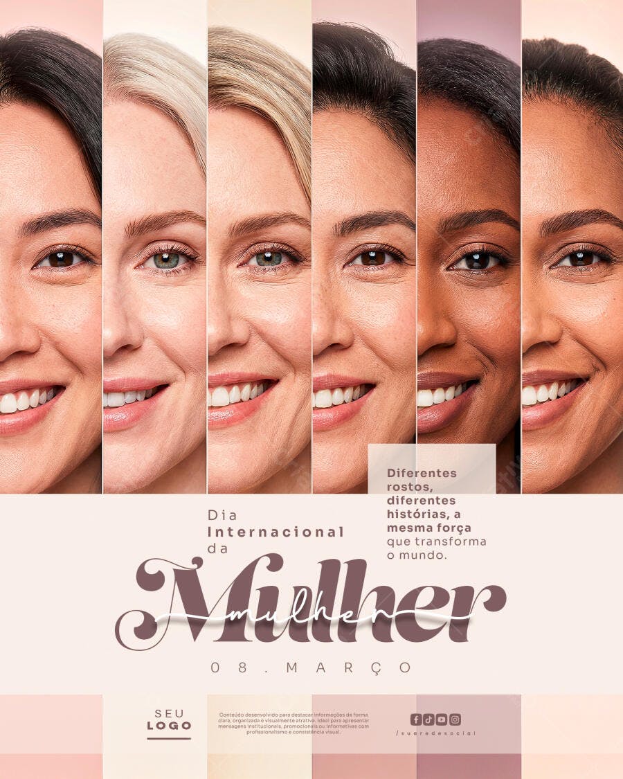 Post Instagram Dia Internacional da Mulher 8 de Março PSD Editável