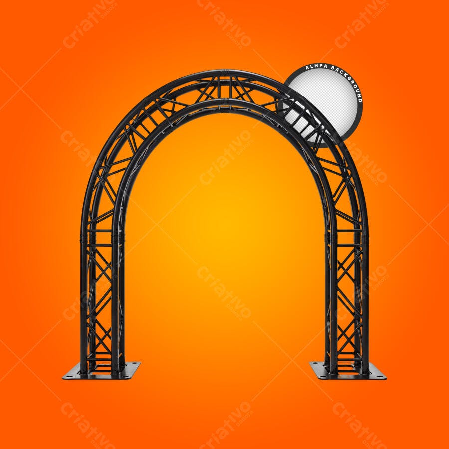 Mockup Arco Treliça Eventos Fundo Laranja PSD Editável