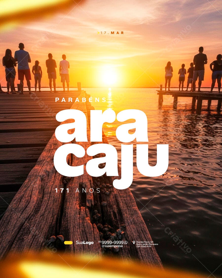 Post Instagram Aniversário Aracaju 171 Anos PSD Editável