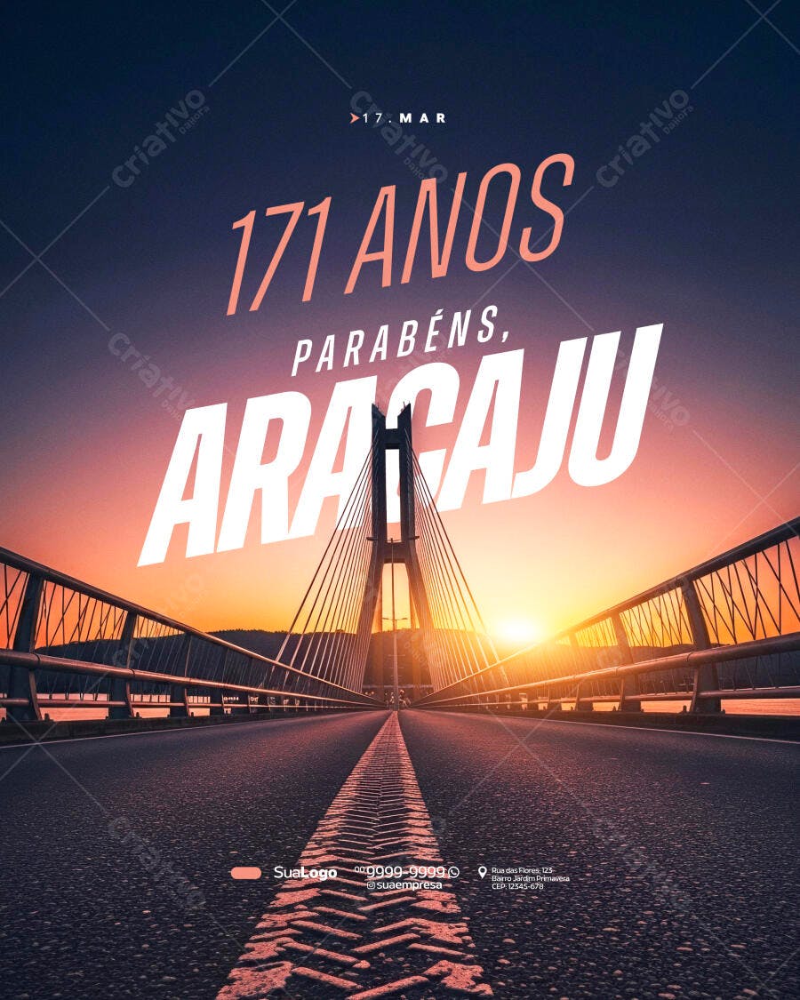 Post Instagram Aniversário Aracaju 17 Março PSD Editável