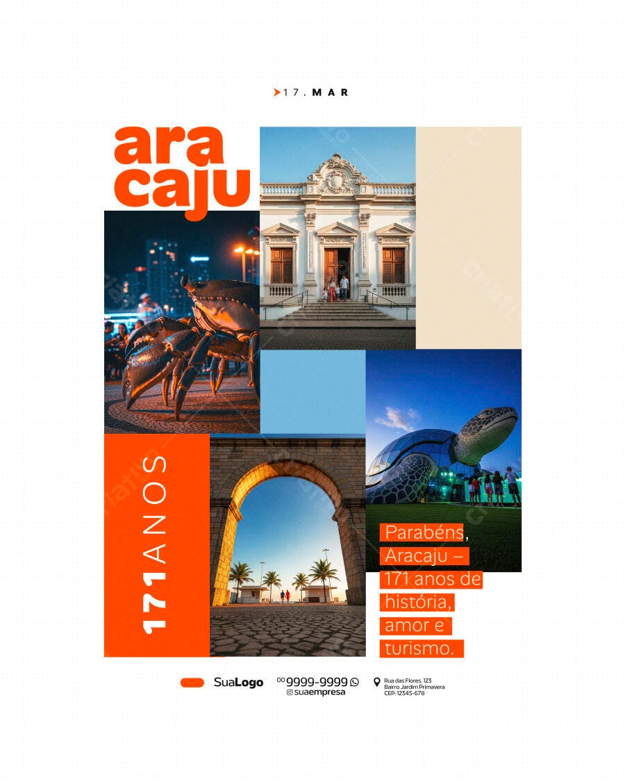 Post Instagram Aniversário Aracaju 171 Anos PSD Editável