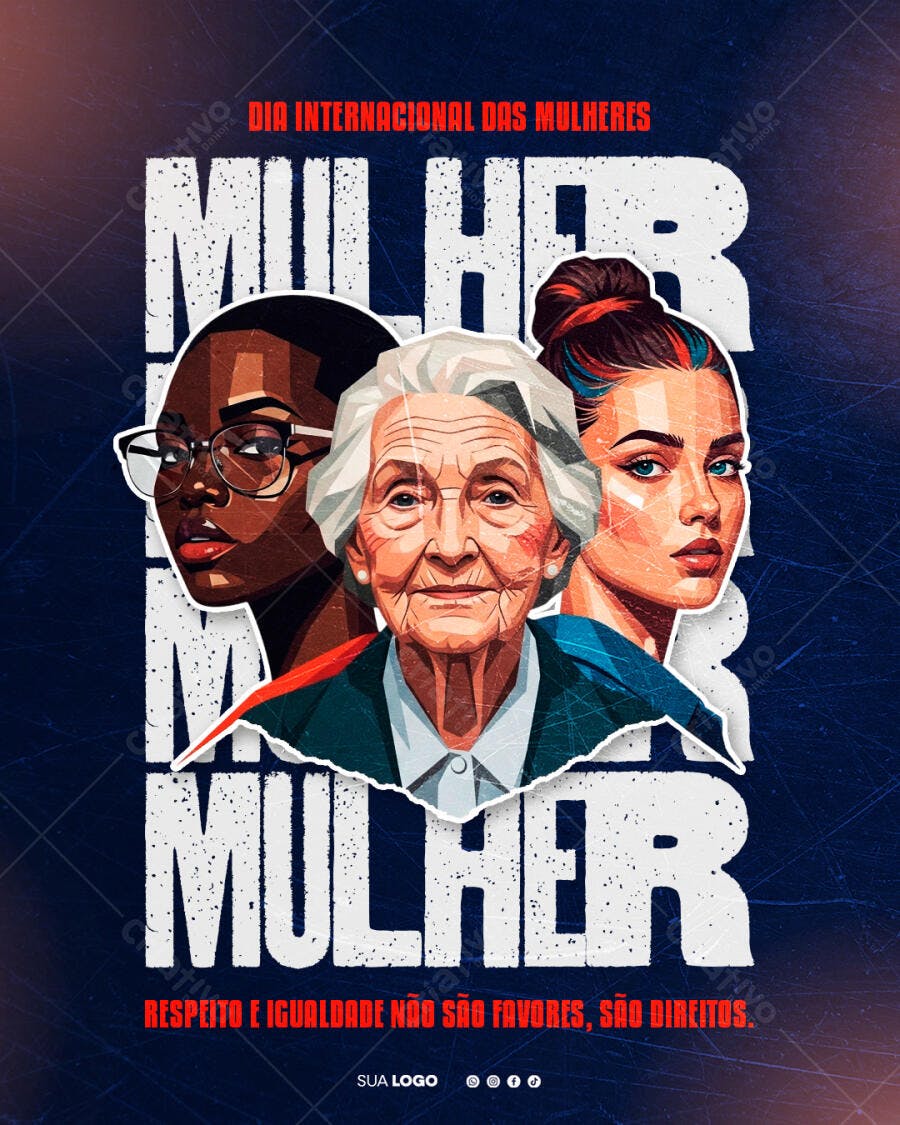 Post Dia Internacional da Mulher 8 de Março PSD Editável