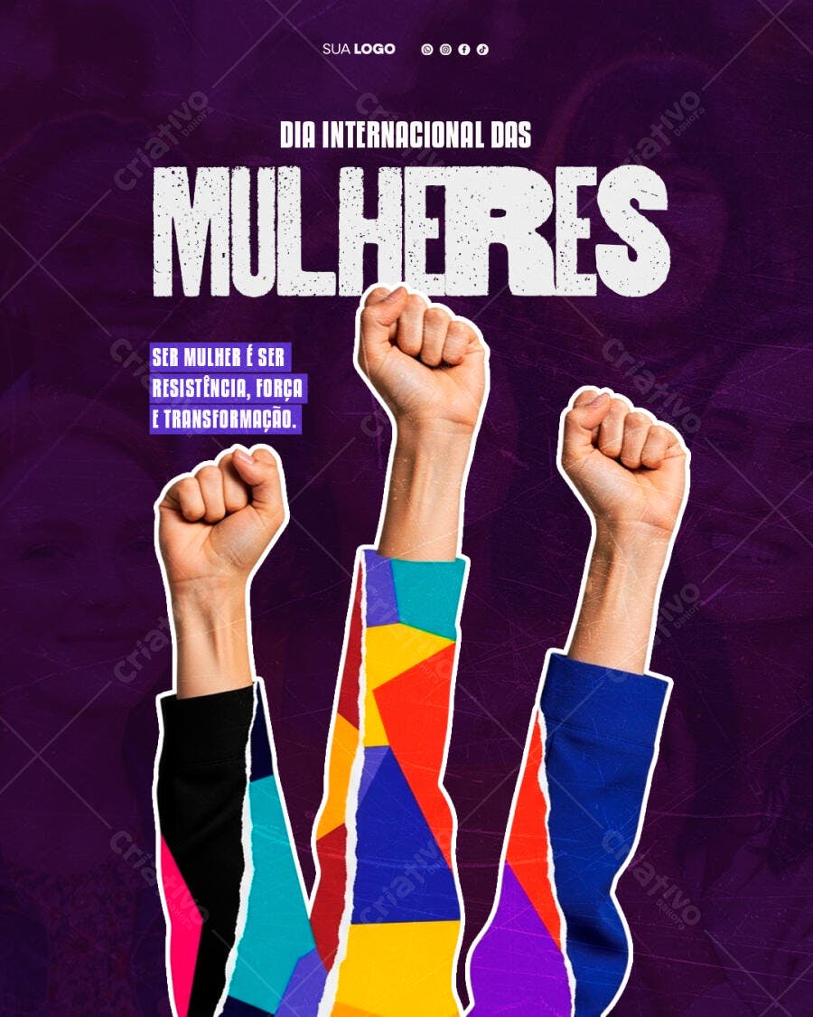 Post Instagram Dia Internacional da Mulher 8 de Março PSD Editável