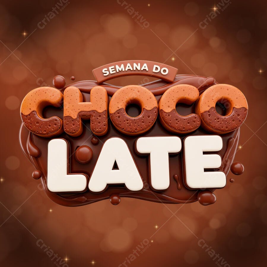 Selo 3D Semana do Chocolate Marrom e Branco PNG