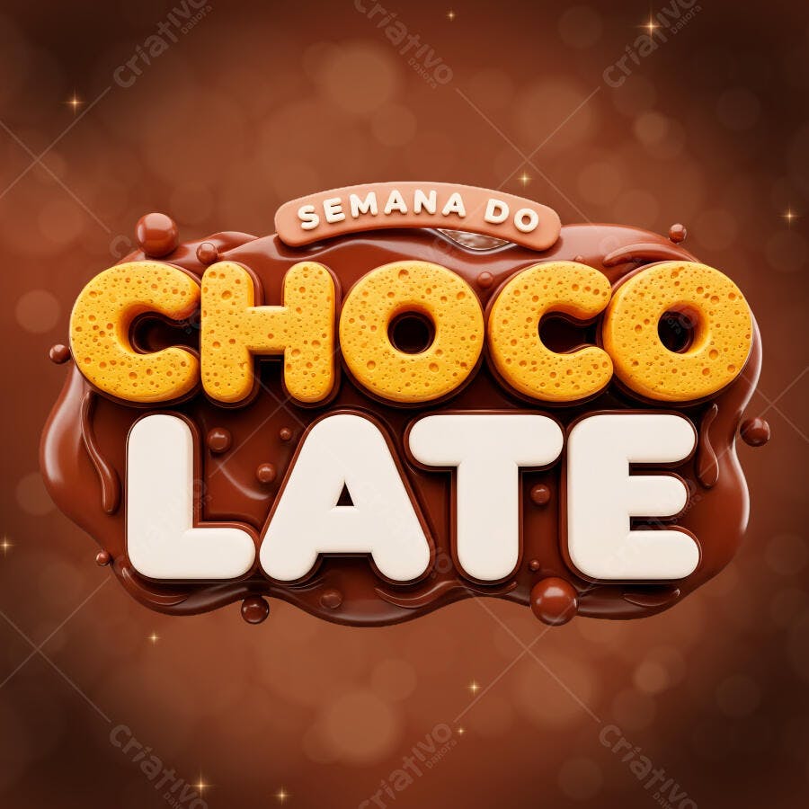 Selo 3D Semana do Chocolate Marrom e Amarelo PNG