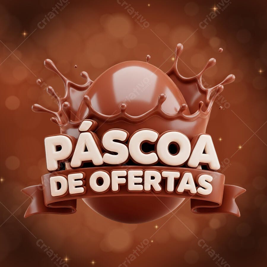 Selo 3D Páscoa de Ofertas Chocolate PNG Transparente