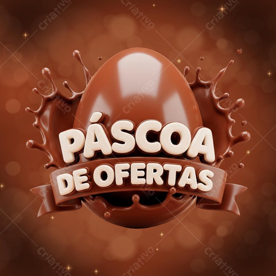 Selo 3D Páscoa de Ofertas Chocolate PNG Transparente