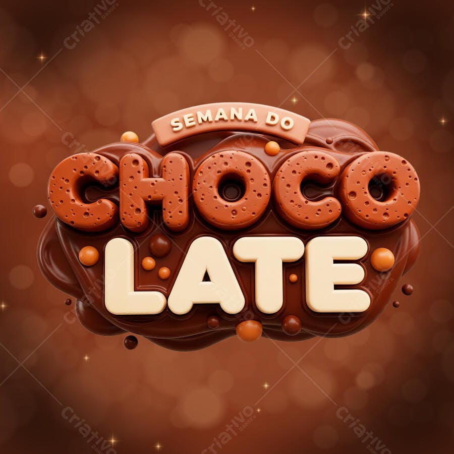 Selo 3D Semana do Chocolate Marrom e Branco PNG