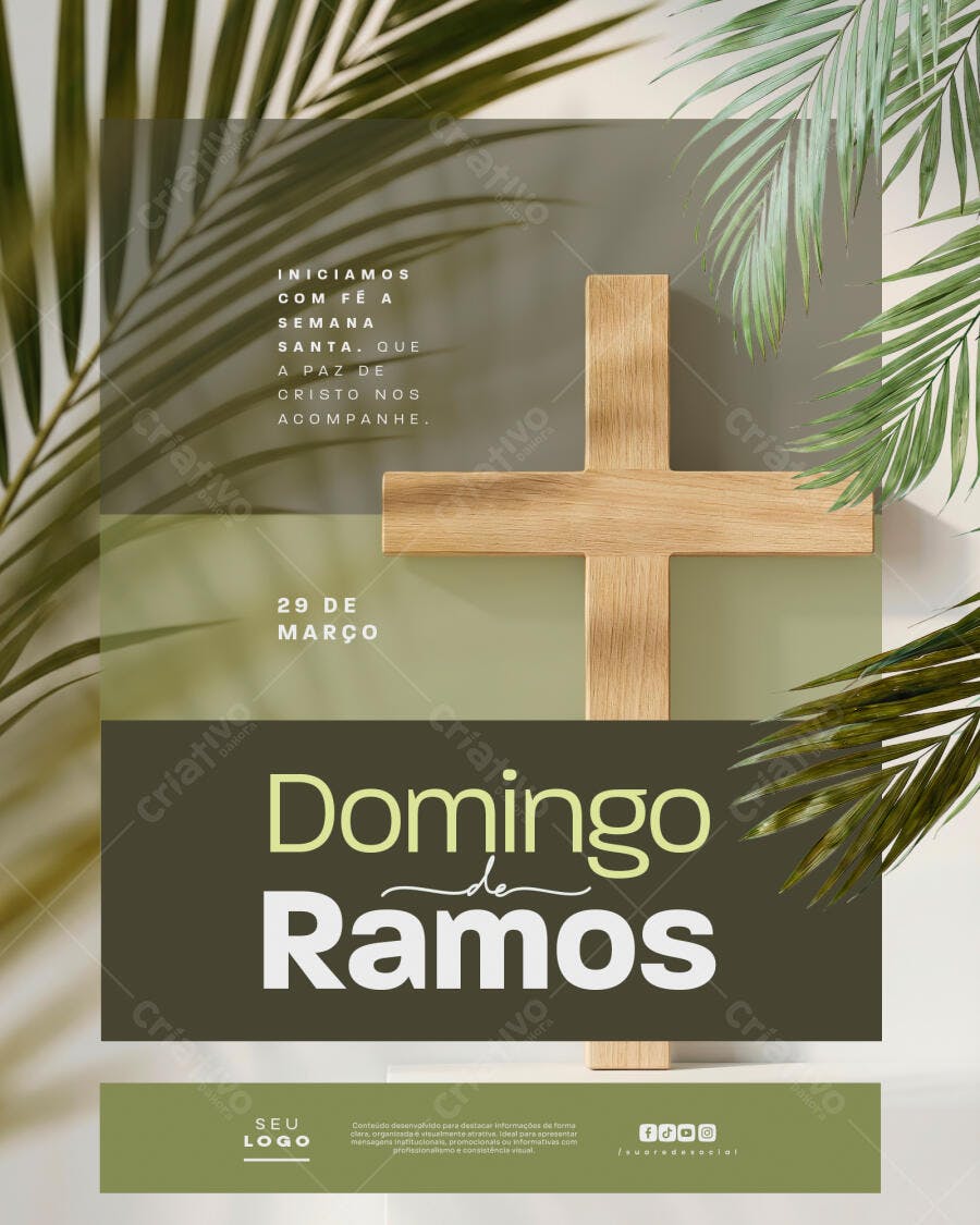 Post Instagram Domingo de Ramos Março PSD Editável